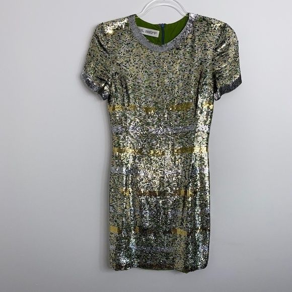 Vintage Neil Bieff Citrus Sequin Mini Dress Size 4 - Picture 1 of 10
